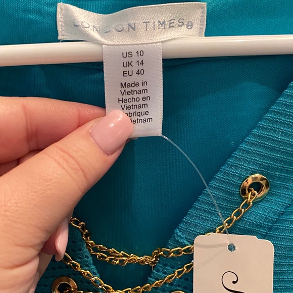 London Times aqua dress or beach cover up - Picture 3 of 4